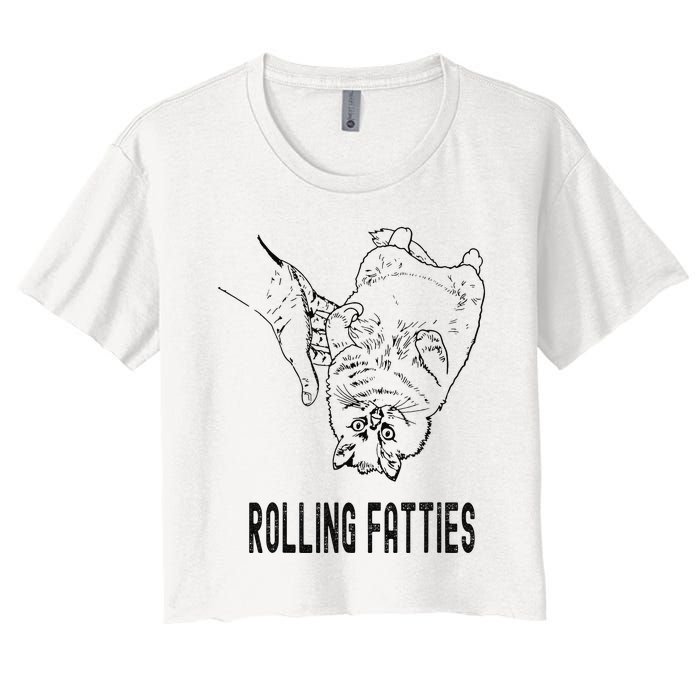 Rolling Fatties Cat Women's Crop Top Tee