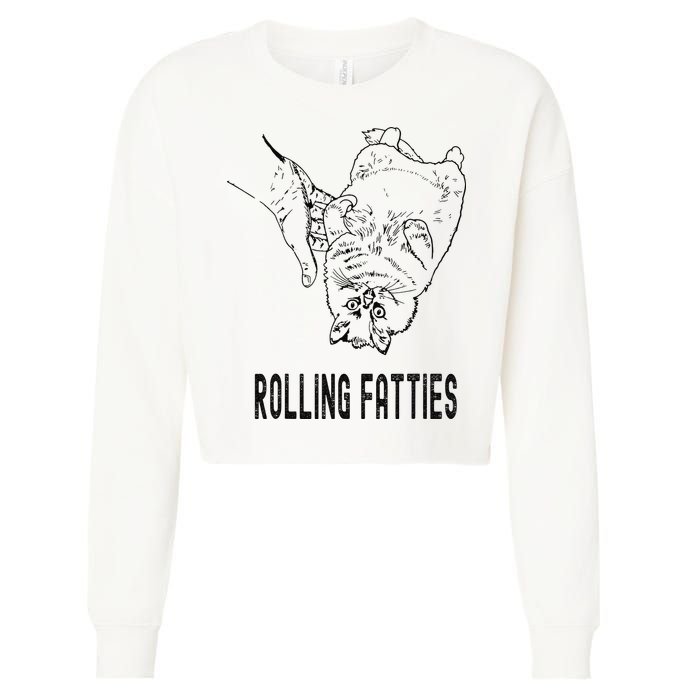 Rolling Fatties Cat Cropped Pullover Crew