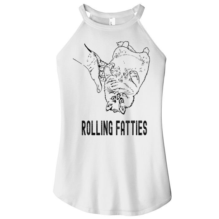 Rolling Fatties Cat Women's Perfect Tri Rocker Tank