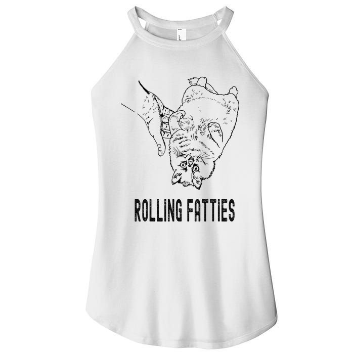 Rolling Fatties Cat Women's Perfect Tri Rocker Tank