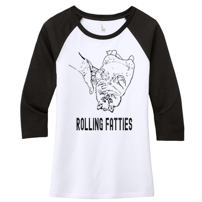 Rolling Fatties Cat Women's Tri-Blend 3/4-Sleeve Raglan Shirt