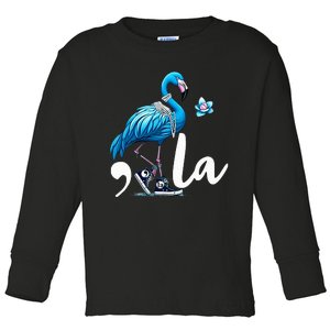 Retro Flamingo Chucks And Pearls Comma La Kamala Harris 2024 Toddler Long Sleeve Shirt