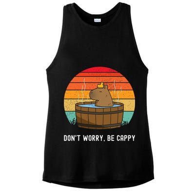 Retro Funny Capybara DonT Worry Be Capy Ladies PosiCharge Tri-Blend Wicking Tank