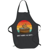 Retro Funny Capybara DonT Worry Be Capy Full-Length Apron With Pockets