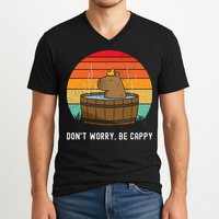 Retro Funny Capybara DonT Worry Be Capy V-Neck T-Shirt
