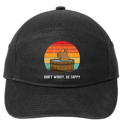 Retro Funny Capybara DonT Worry Be Capy 7-Panel Snapback Hat