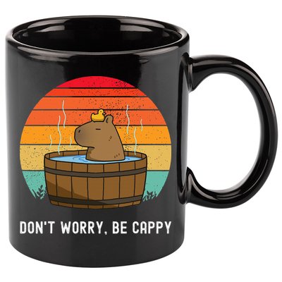 Retro Funny Capybara DonT Worry Be Capy 11oz C Handle Ceramic Mug