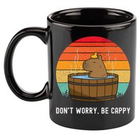 Retro Funny Capybara DonT Worry Be Capy 11oz C Handle Ceramic Mug