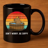 Retro Funny Capybara DonT Worry Be Capy 11oz C Handle Ceramic Mug