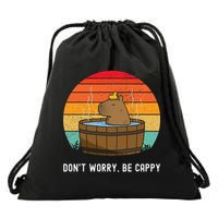 Retro Funny Capybara DonT Worry Be Capy Drawstring Bag