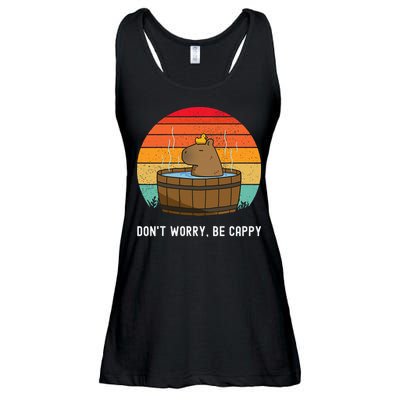 Retro Funny Capybara DonT Worry Be Capy Ladies Essential Flowy Tank