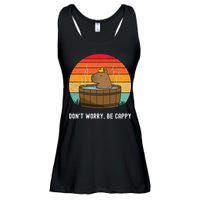 Retro Funny Capybara DonT Worry Be Capy Ladies Essential Flowy Tank