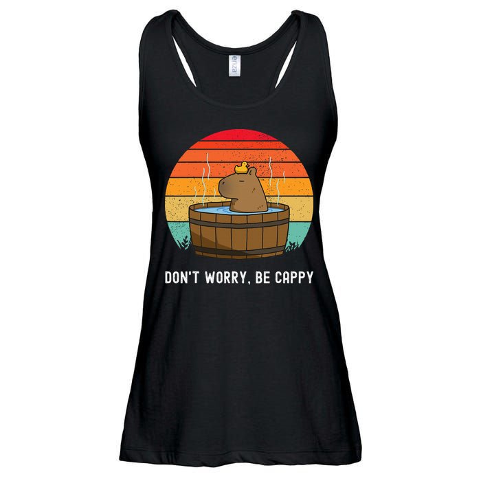 Retro Funny Capybara DonT Worry Be Capy Ladies Essential Flowy Tank