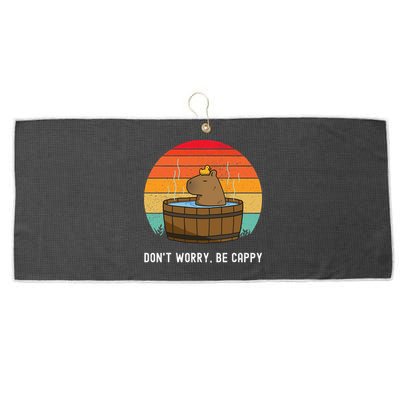 Retro Funny Capybara DonT Worry Be Capy Large Microfiber Waffle Golf Towel