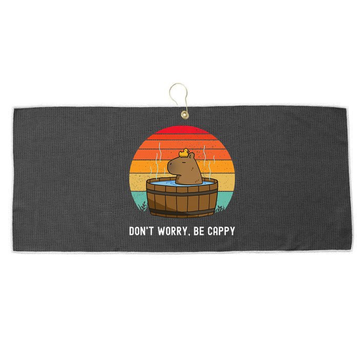 Retro Funny Capybara DonT Worry Be Capy Large Microfiber Waffle Golf Towel