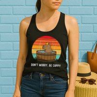 Retro Funny Capybara DonT Worry Be Capy Womens Tank Top