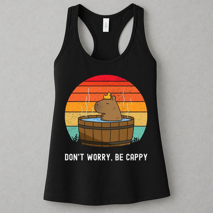 Retro Funny Capybara DonT Worry Be Capy Womens Tank Top