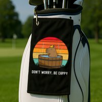 Retro Funny Capybara DonT Worry Be Capy Golf Towel