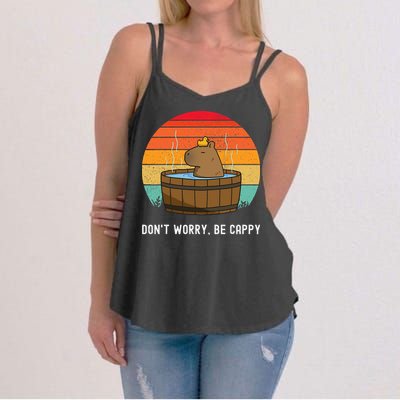 Retro Funny Capybara DonT Worry Be Capy Women's Strappy Tank