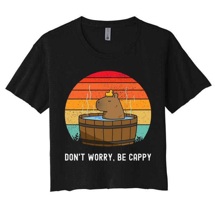 Retro Funny Capybara DonT Worry Be Capy Crop Top