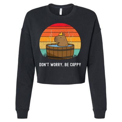 Retro Funny Capybara DonT Worry Be Capy Cropped Pullover Crew