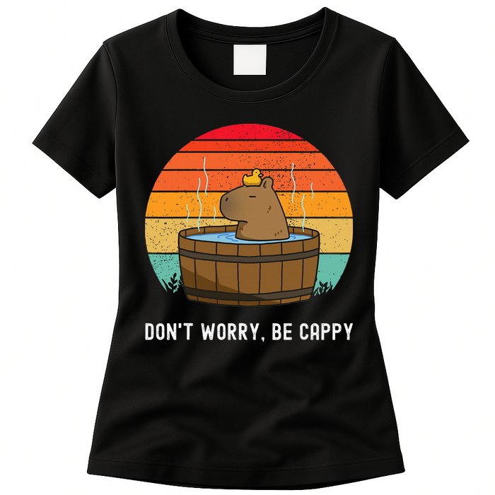 Retro Funny Capybara DonT Worry Be Capy Womens T-Shirt