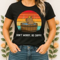 Retro Funny Capybara DonT Worry Be Capy Womens T-Shirt