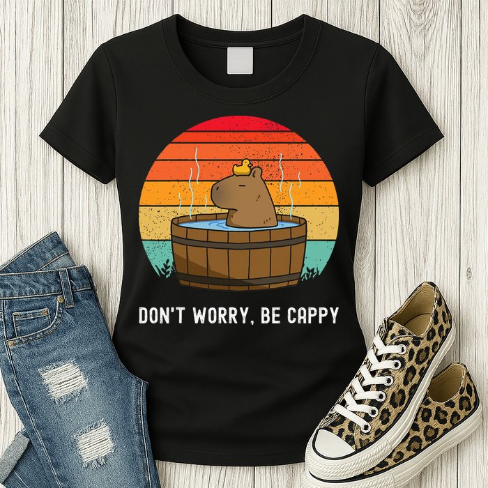 Retro Funny Capybara DonT Worry Be Capy Womens T-Shirt