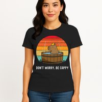 Retro Funny Capybara DonT Worry Be Capy Womens T-Shirt