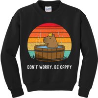 Retro Funny Capybara DonT Worry Be Capy Kids Sweatshirt