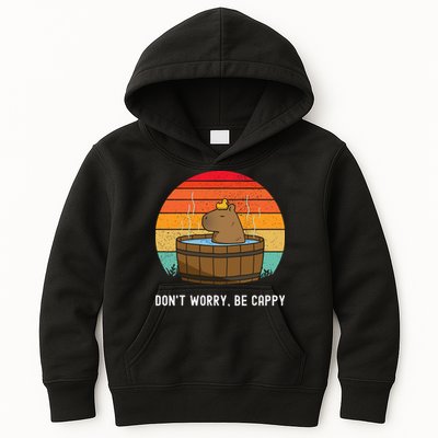 Retro Funny Capybara DonT Worry Be Capy Kids Hoodie