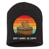 Retro Funny Capybara DonT Worry Be Capy Short Acrylic Beanie