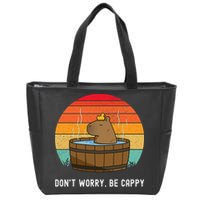 Retro Funny Capybara DonT Worry Be Capy Zip Tote Bag