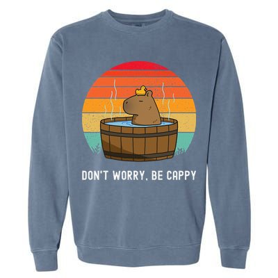 Retro Funny Capybara DonT Worry Be Capy Garment-Dyed Sweatshirt