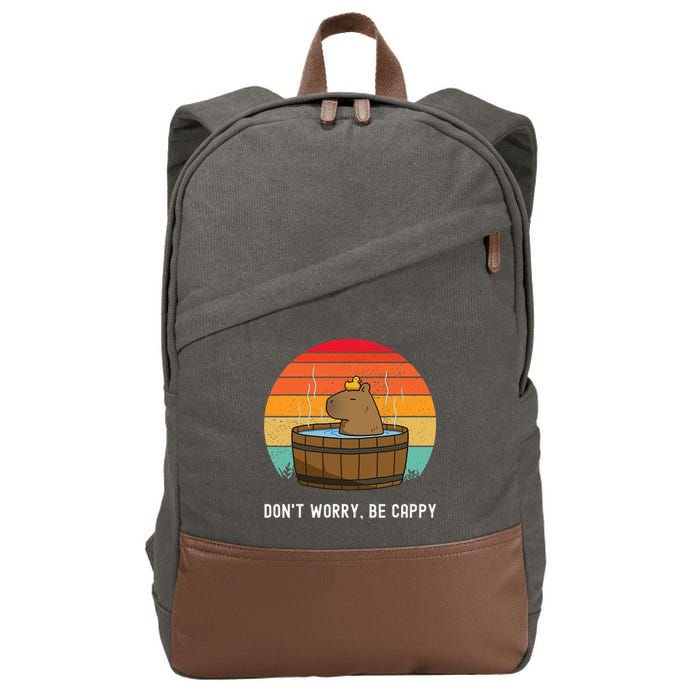 Retro Funny Capybara DonT Worry Be Capy Cotton Canvas Backpack