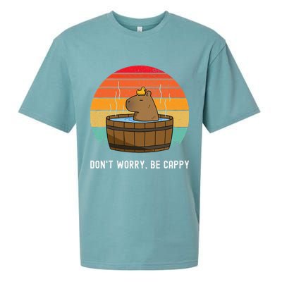 Retro Funny Capybara DonT Worry Be Capy Sueded Cloud Jersey T-Shirt
