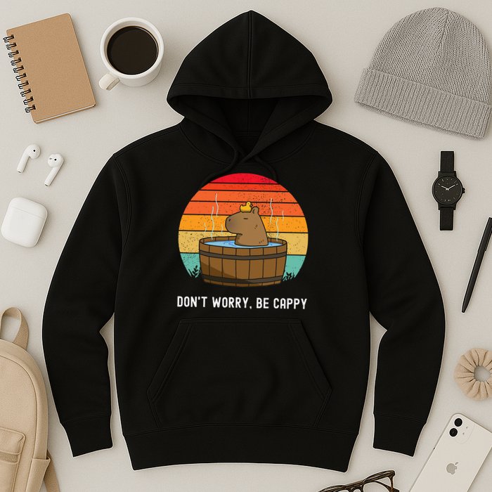 Retro Funny Capybara DonT Worry Be Capy Hoodie