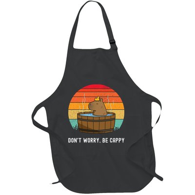 Retro Funny Capybara DonT Worry Be Capy Full-Length Apron With Pockets