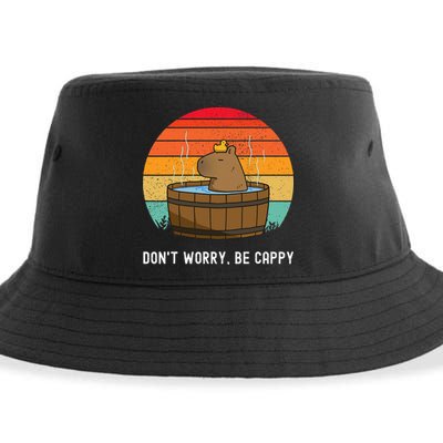 Retro Funny Capybara DonT Worry Be Capy Sustainable Bucket Hat