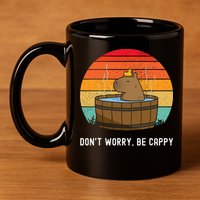 Retro Funny Capybara DonT Worry Be Capy 11oz C Handle Ceramic Mug