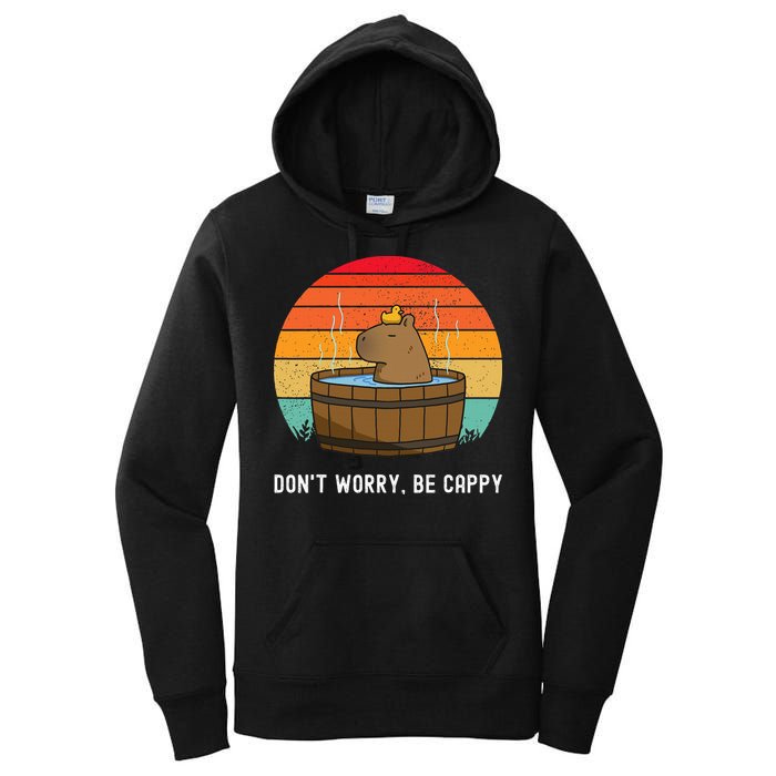 Retro Funny Capybara DonT Worry Be Capy Women's Pullover Hoodie