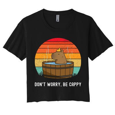 Retro Funny Capybara DonT Worry Be Capy Crop Top