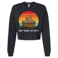 Retro Funny Capybara DonT Worry Be Capy Cropped Pullover Crew