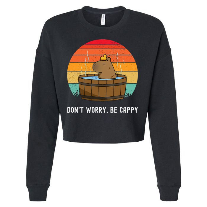Retro Funny Capybara DonT Worry Be Capy Cropped Pullover Crew