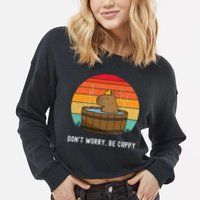 Retro Funny Capybara DonT Worry Be Capy Cropped Pullover Crew