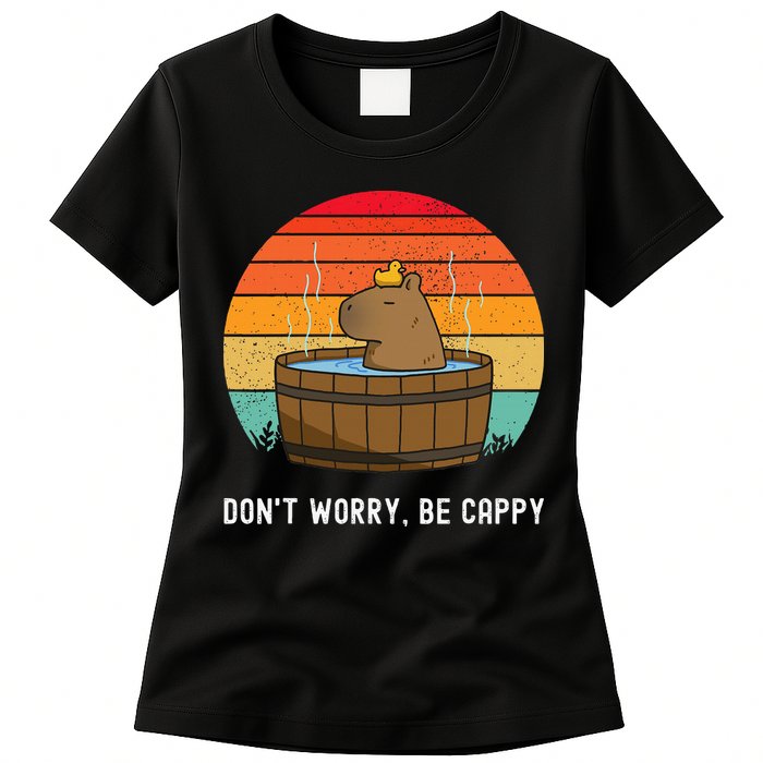 Retro Funny Capybara DonT Worry Be Capy Womens T-Shirt
