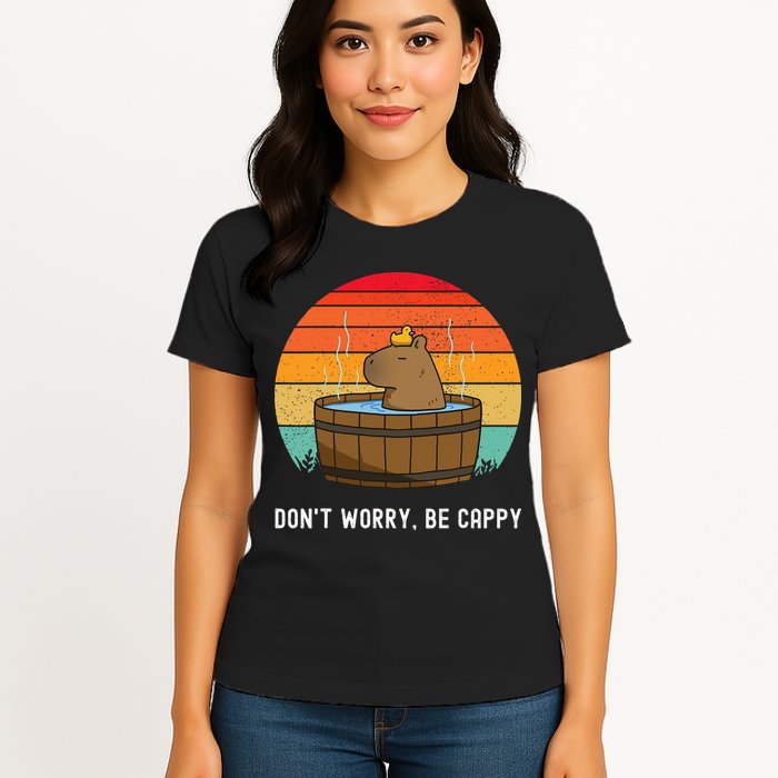 Retro Funny Capybara DonT Worry Be Capy Womens T-Shirt