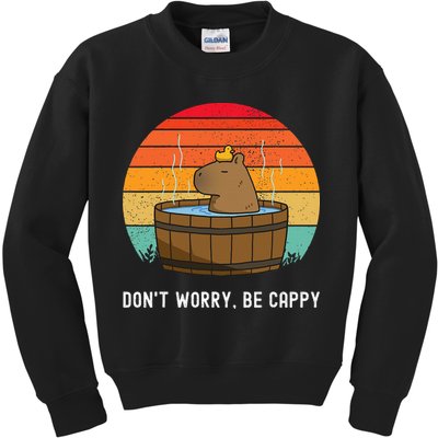 Retro Funny Capybara DonT Worry Be Capy Kids Sweatshirt