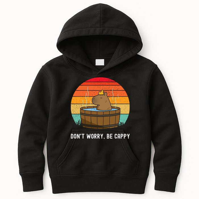 Retro Funny Capybara DonT Worry Be Capy Kids Hoodie