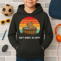 Retro Funny Capybara DonT Worry Be Capy Kids Hoodie